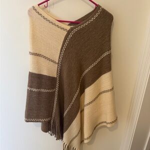 Striped Brown and Cream Poncho